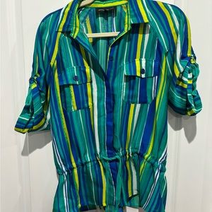 Jones New York Striped Tie Waist Peplum, Sz S